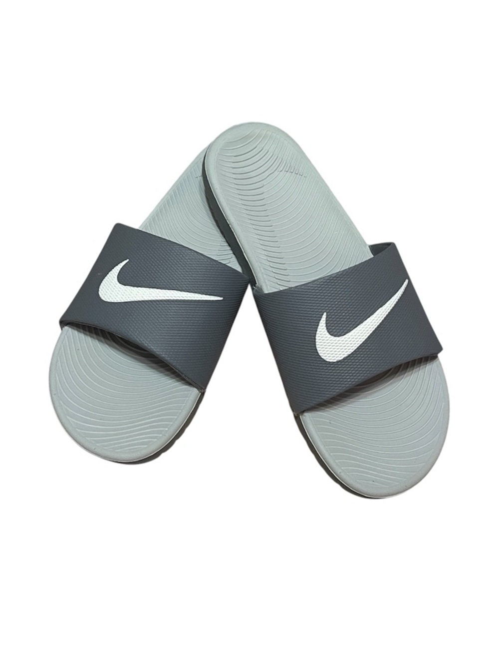 Nike Benassi JDI Swoosh Womans Slide Sandal Gray Size 9 Athleisure Beach Walking